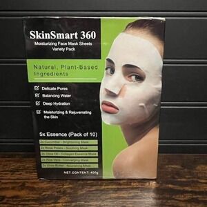 SkinSmart 360 Moisturizing Face Mask Sheets Variety Pack 5x Essence 10‎ Masks